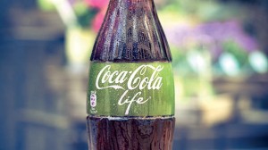 Coca Cola Life garrafa em zoom in